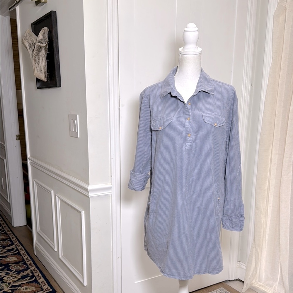 Tommy Hilfiger Womens Blue Striped Shirt Dress Long Sleeve Collared XL Casual